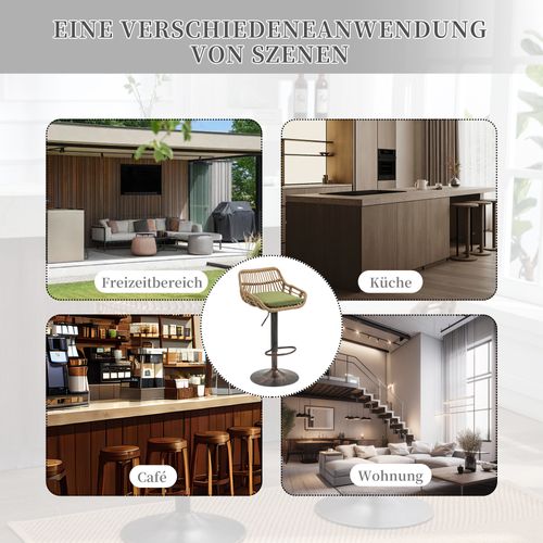 Tabourets De Bar Modernes En Tissu Réglables Avec Repose-pieds, Lot De 2, Vert