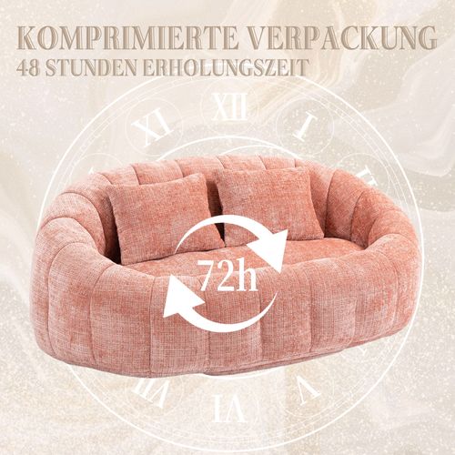 Canapé Pouf En Chenille, Dossier Haut Confortable, Usage Intérieur/extérieur, Rose