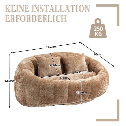 Canapé Pouf En Chenille, Dossier Haut Confortable, Usage Intérieur/extérieur, Café