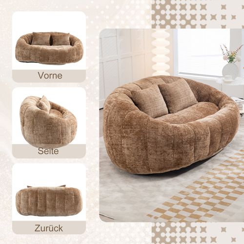 Canapé Pouf En Chenille, Dossier Haut Confortable, Usage Intérieur/extérieur, Café
