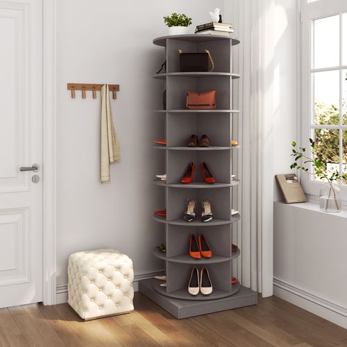 Armoire à Chaussures Rotative 360 ° En Plastique 7 Couches 28 Paires