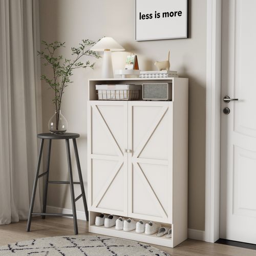 Cabinet à Chaussures En Bois, Grande Capacité De Rangement, 8 Niveaux De Séparation