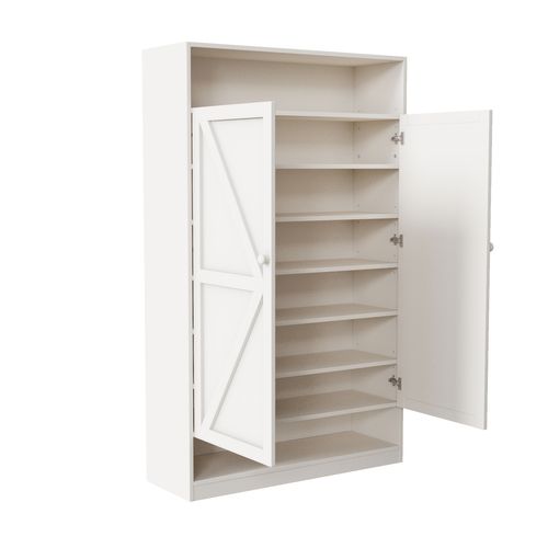 Cabinet à Chaussures En Bois, Grande Capacité De Rangement, 8 Niveaux De Séparation