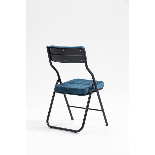 Chaises Pliantes Métal Et Tissu 2 Pièces Avec Coussin, Pliables Et Portables,  Bleu
