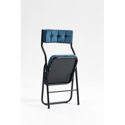 Chaises Pliantes Métal Et Tissu 2 Pièces Avec Coussin, Pliables Et Portables,  Bleu