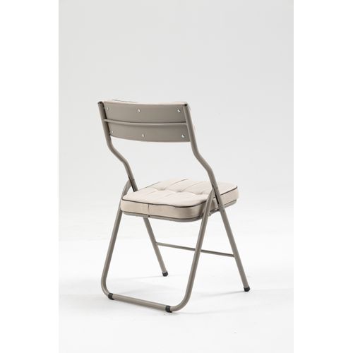 Chaises Pliantes Métal Et Tissu 2 Pièces Avec Coussin, Pliables Et Portables,  Kaki