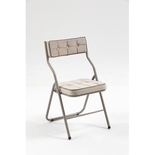 Chaises Pliantes Métal Et Tissu 2 Pièces Avec Coussin, Pliables Et Portables,  Kaki