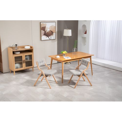 Chaises Pliantes Bois Et Tissu 2 Pièces Coussin Rembourré, Pliables Et Prêtes à L’emploi,  Gris