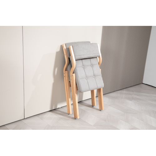 Chaises Pliantes Bois Et Tissu 2 Pièces Coussin Rembourré, Pliables Et Prêtes à L’emploi,  Gris