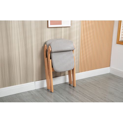 Chaises Pliantes Bois Et Tissu 2 Pièces Empilables Avec Coussin Amovible,  Gris