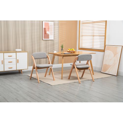 Chaises Pliantes Bois Et Tissu 2 Pièces Empilables Avec Coussin Amovible,  Gris