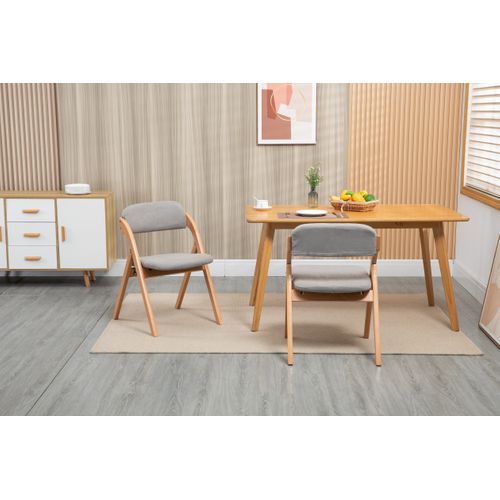 Chaises Pliantes Bois Et Tissu 2 Pièces Empilables Avec Coussin Amovible,  Gris