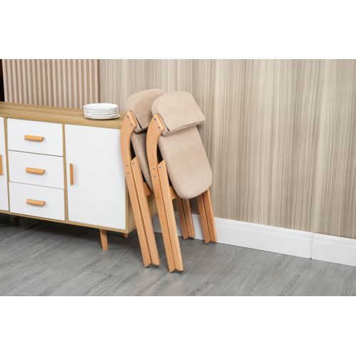 Chaises Pliantes Bois Et Tissu 2 Pièces Empilables Avec Coussin Amovible,  Kaki