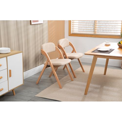 Chaises Pliantes Bois Et Tissu 2 Pièces Empilables Avec Coussin Amovible,  Kaki