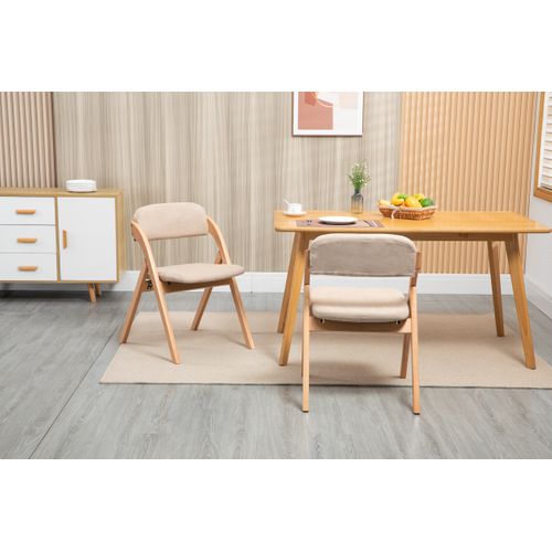 Chaises Pliantes Bois Et Tissu 2 Pièces Empilables Avec Coussin Amovible,  Kaki
