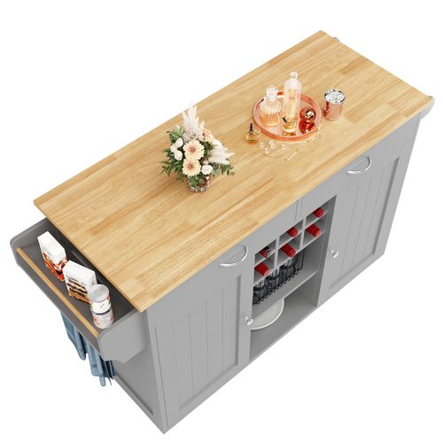 Îlot Moderne 102×45×92cm Mdf Bois Avec Rangements Multifonctionnels, , Gris