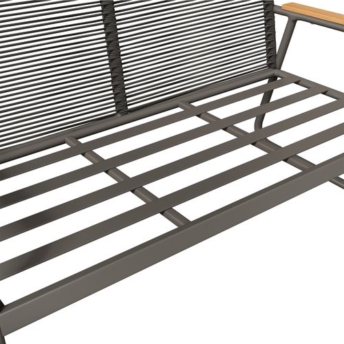 Salon De Jardin 4 Personnes Fer Galvanisé Verre Trempé Coussins Inclus, Gris