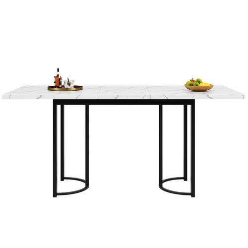 Ensemble Repas Métal 140×80 Cm Table Extensible Avec 4 Chaises ,noir