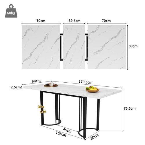 Ensemble Repas Métal 140×80 Cm Table Extensible Avec 4 Chaises ,noir