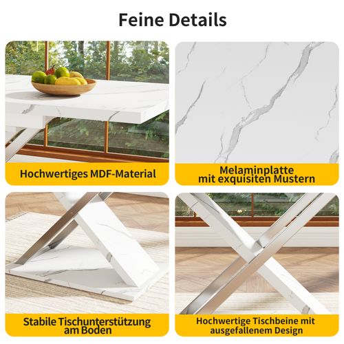 Table Extensible 118-157x75 Cm, Avec Plateaux Internes, Pieds Croisés