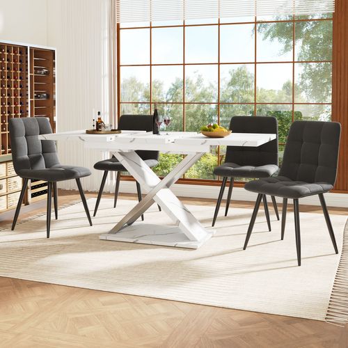 Table Extensible 118-157x75 Cm, Avec Plateaux Internes, Pieds Croisés