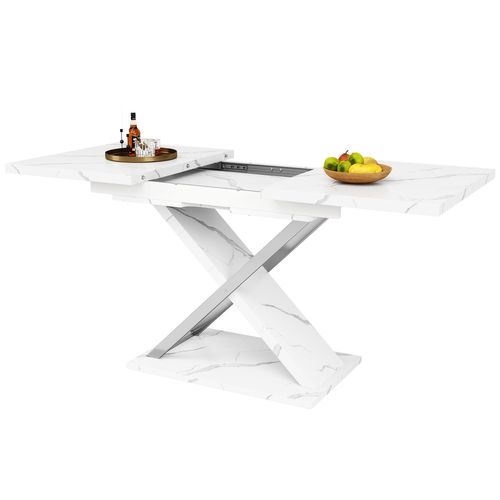 Table Extensible 118-157x75 Cm, Avec Plateaux Internes, Pieds Croisés