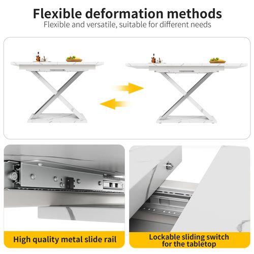 Table Extensible 118-157x75 Cm, Avec Plateaux Internes, Pieds Croisés