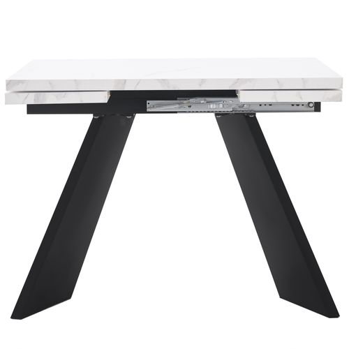 Ensemble Repas Mdf Métal 160×80×75 Cm Table Extensible Avec 4 Chaises ,blanc