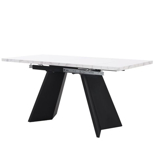 Ensemble Repas Mdf Métal 160×80×75 Cm Table Extensible Avec 4 Chaises ,blanc