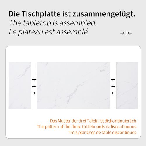 Ensemble Repas Mdf Métal 160×80×75 Cm Table Extensible Pieds Colonne ,blanc