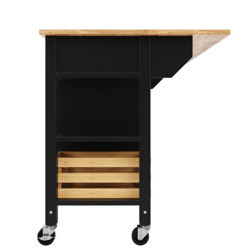 Îlot Moderne 120×45×90cm Mdf Bois, Rangements, Paniers Pin Multifonction, , Noir
