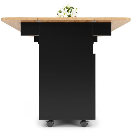 Îlot De Cuisine Bois Mdf 120x60x90cm Avec Espace De Rangement, Desserte Amovible, Noir