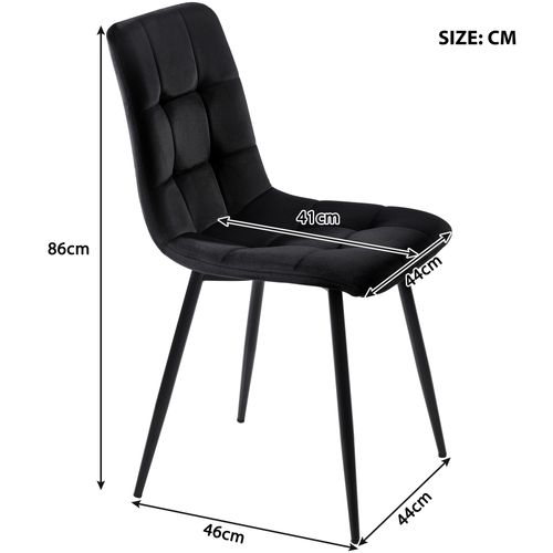 Ensemble Table à Manger Mdf Blanc Métal Noir 5 Pièces Avec 4 Chaises Velours Noir
