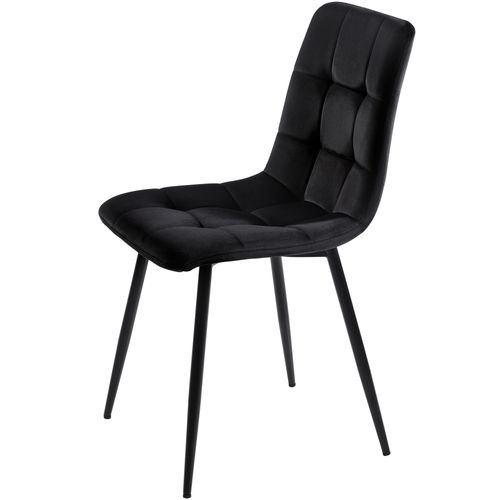 Ensemble Table à Manger Mdf Blanc Métal Noir 5 Pièces Avec 4 Chaises Velours Noir