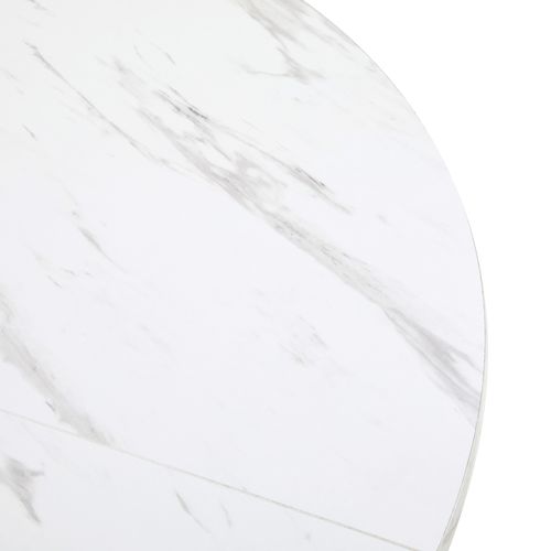 Table De Cuisine Blanche Avec Pieds Métalliques, Cadre Stable, Plateau Marbré