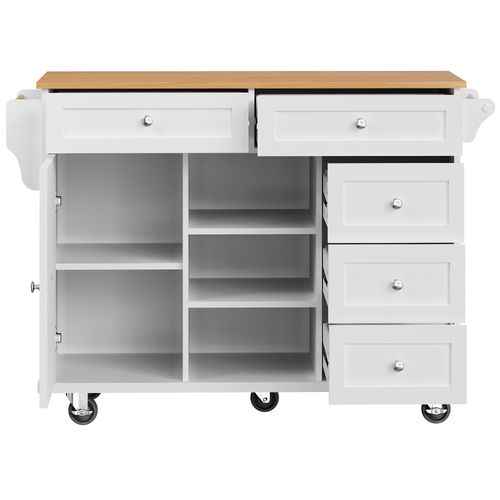 Chariot De Service Moderne Blanc (134 X 46 X 92 Cm), Design Avec Tiroirs Et Espace De Rangement