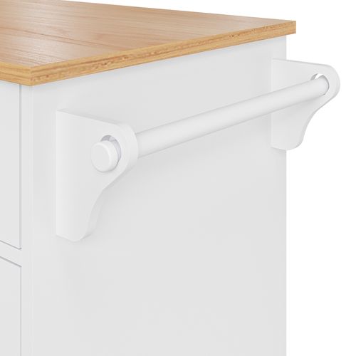 Chariot De Service Moderne Blanc (134 X 46 X 92 Cm), Design Avec Tiroirs Et Espace De Rangement