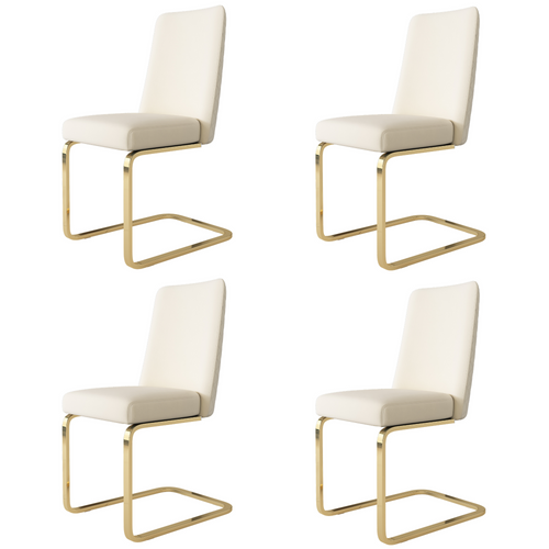 Chaises Salle à Manger Velours Et Métal 4 Pièces Dossier Diamant, Style Lounge,  Beige