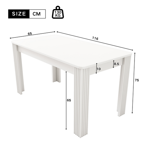 Table Salle à Manger, Design Contemporain, Bois De Chêne, Rectangulaire, Blanc