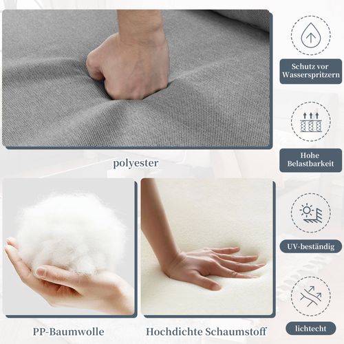 Salon De Jardin Corde Métal 4 Pièces Canapé 2 Places, Fauteuils, Plateau Bois Imitation , Gris