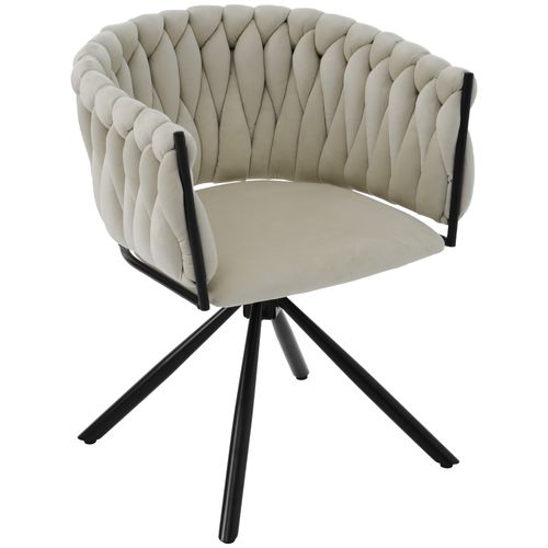 Chaises Salle à Manger Velours Et Métal 4 Pièces Fauteuil Pivotant, Luxe Clair, Beige
