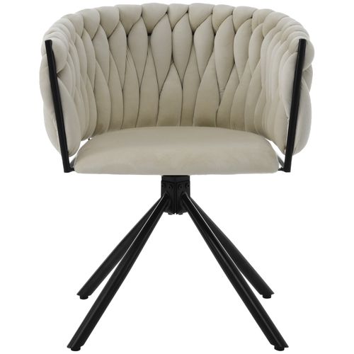 Chaises Salle à Manger Velours Et Métal 4 Pièces Fauteuil Pivotant, Luxe Clair, Beige