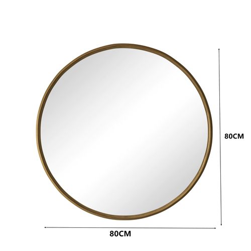 Miroir Rond 80cm, Cadre Métallique, Miroir De Salle De Bain, Pour Entrée, Chambre, Salon