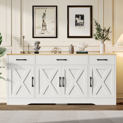 Buffet Multifonction En Bois, Meuble De Salon Et Salle à Manger, Blanc