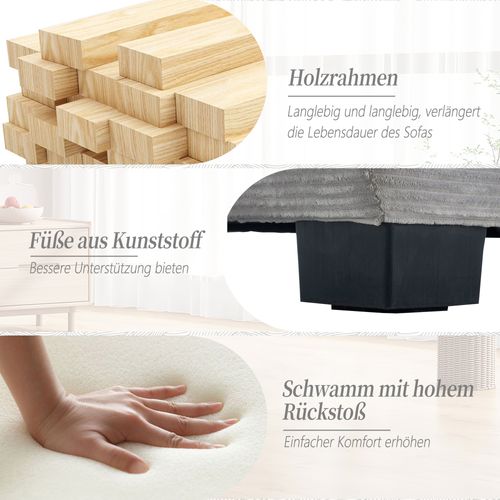 Canapé Fixe Moderne En Tissu Avec Lit Intégré, Confortable Et Spacieux, Gris Clair