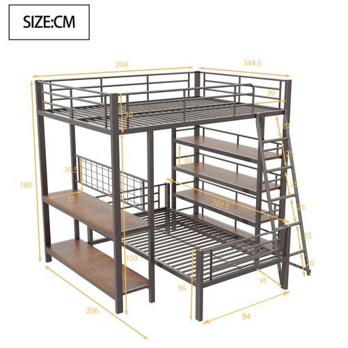 Lit Superposé Bois 90x200 Bureau 2 Tiroirs Auto-rembourré Échelle Structure Lit Enfant