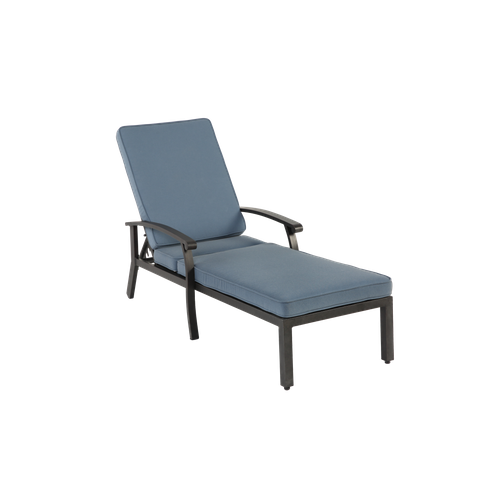 Chaise Longue En Aluminium Avec Coussin En Coton, Inclinable, Résistant à La Rouille, Coussin Bleu