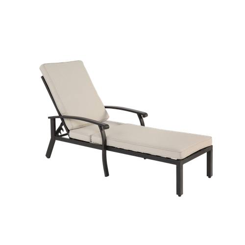 Chaise Longue Lounge En Aluminium Résistant à La Rouille Avec Coussin En Coton, Adjustable, Beige
