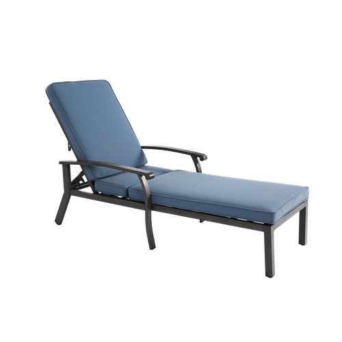 Chaise Longue En Aluminium Avec Coussin En Coton, Inclinable, Résistant à La Rouille, Coussin Bleu