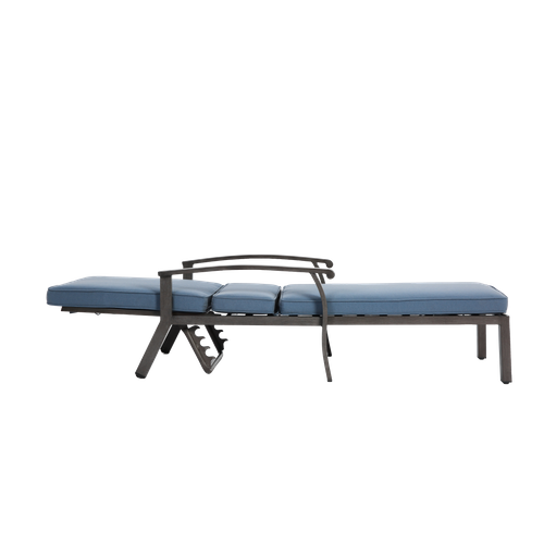 Chaise Longue En Aluminium Avec Coussin En Coton, Inclinable, Résistant à La Rouille, Coussin Bleu